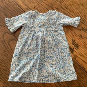 Classic Whimsy 24m Dress Blue Floral Ruffle Flutter Sleeve VGUC